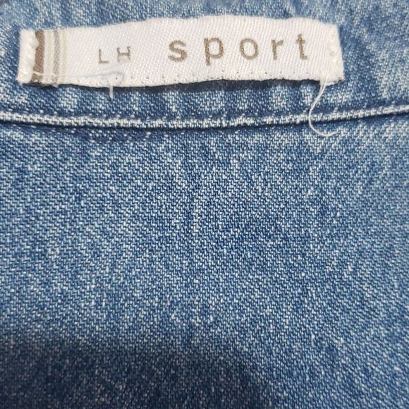 LH SPORT blue washed denim jacket, two breast pockets, metal buttons sz XL-1X - Picture 4 of 4